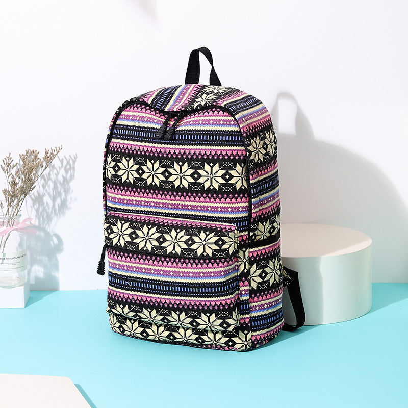 Printed canvas backpack