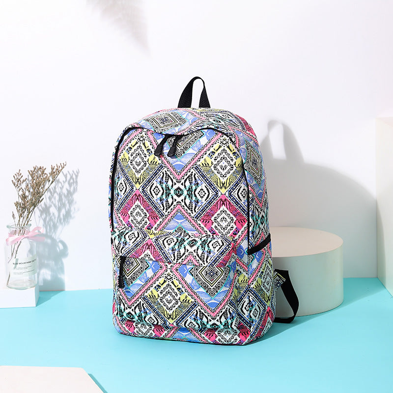 Printed canvas backpack