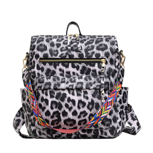 Retro Large Capacity Leopard Print Backpack