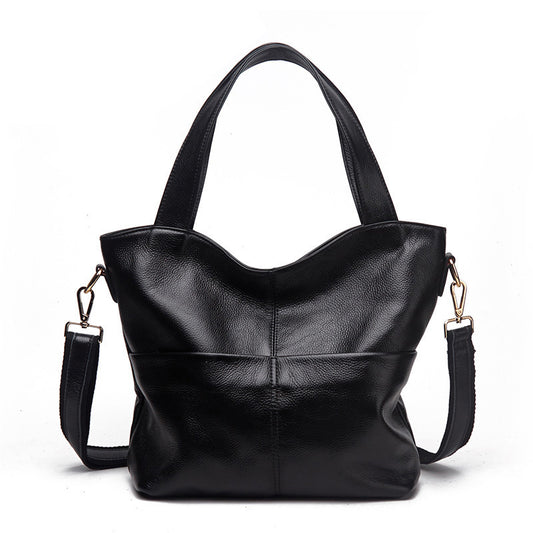 Large-Capacity Middle-Aged Leather Female Bag, Soft Leather Shoulder Bag, Female Large Bag, Western Style Messenger Bag