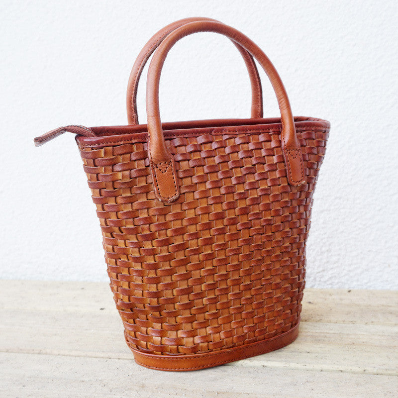 Woven Bucket Shoulder Messenger Bag