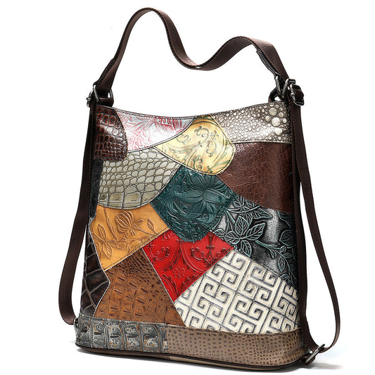 Genuine Leather Patchwork Women’s Shoulder Crossbody Bag