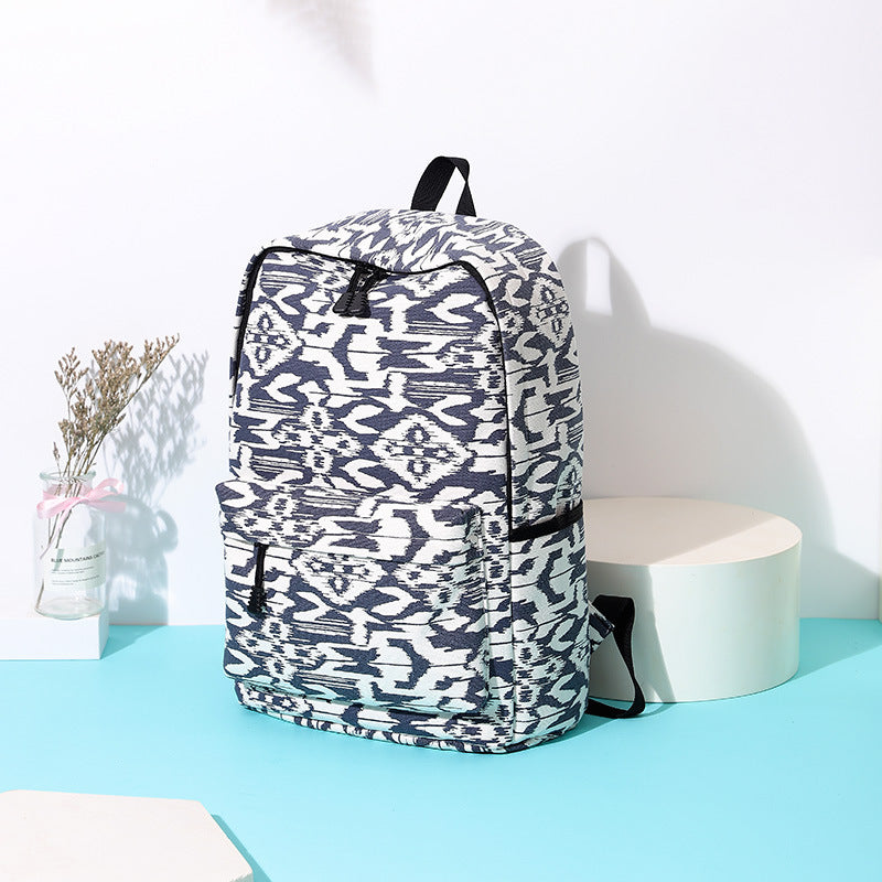 Printed canvas backpack