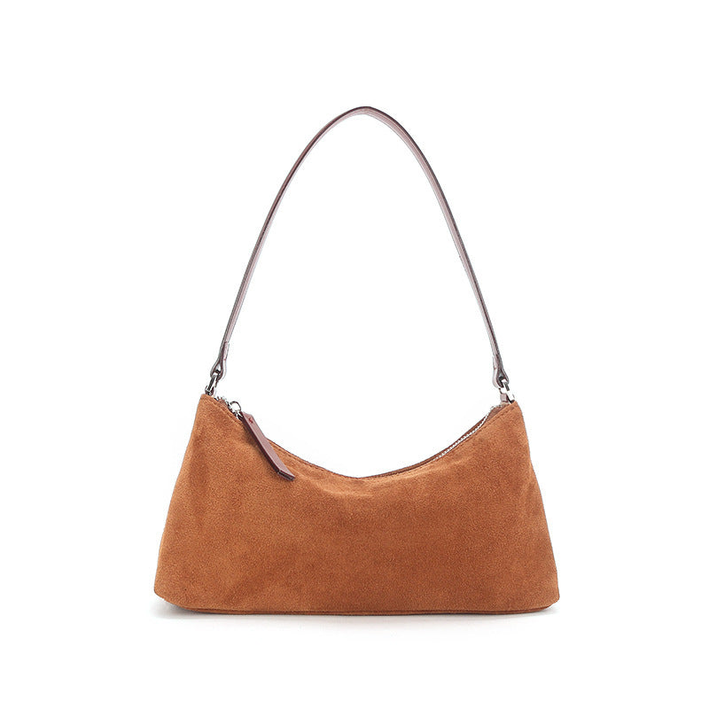 Suede Baguette Genuine Leather Shoulder Bag