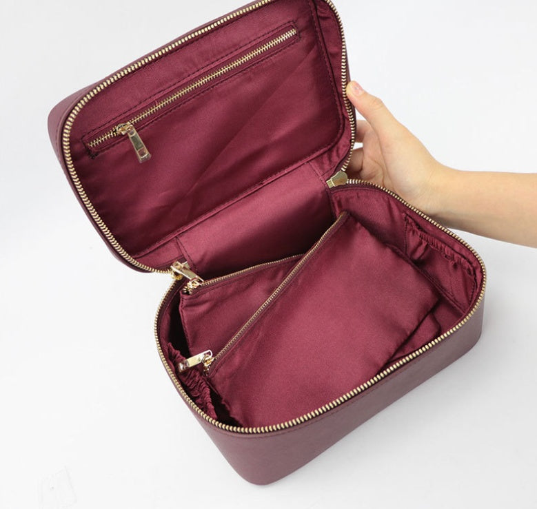 Genuine Leather Travel Makeup Bag Organiser