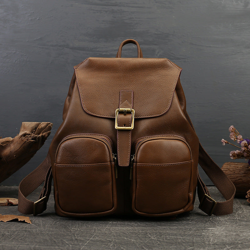 Genuine Leather Retro Large Capacity Women's Backpack