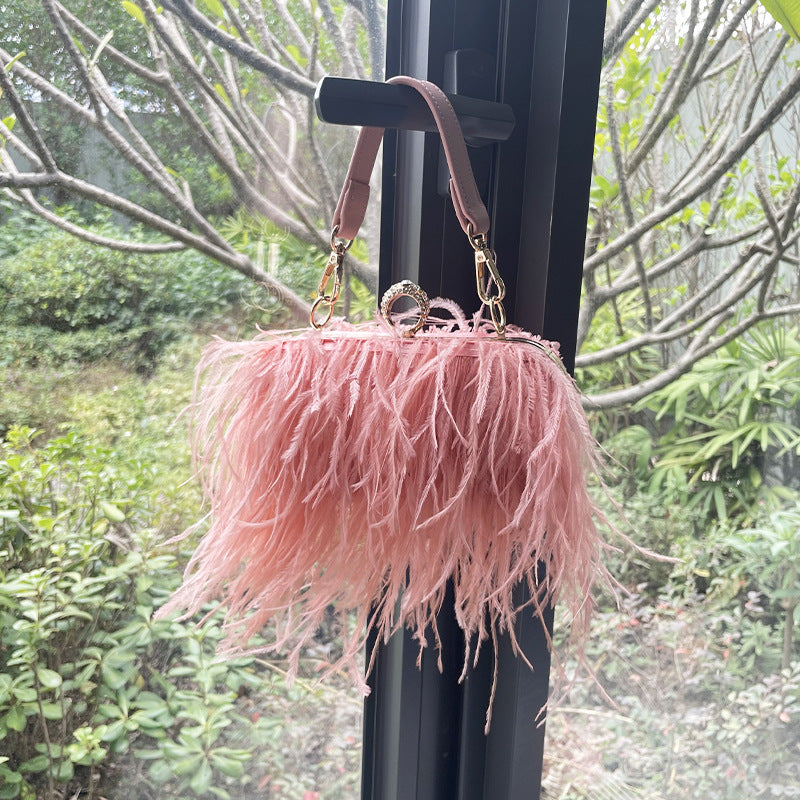 Ostrich Feather Bag, Evening Clutch Crossbody Bag