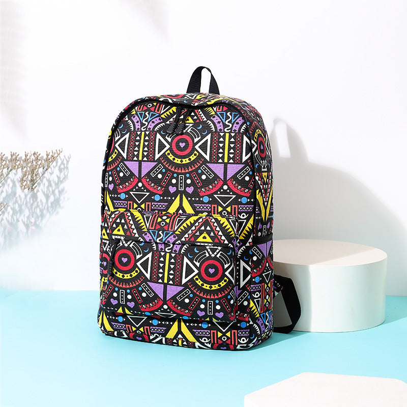 Printed canvas backpack