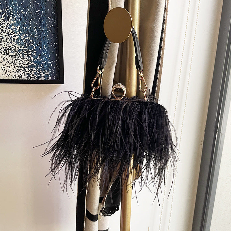 Ostrich Feather Bag, Evening Clutch Crossbody Bag