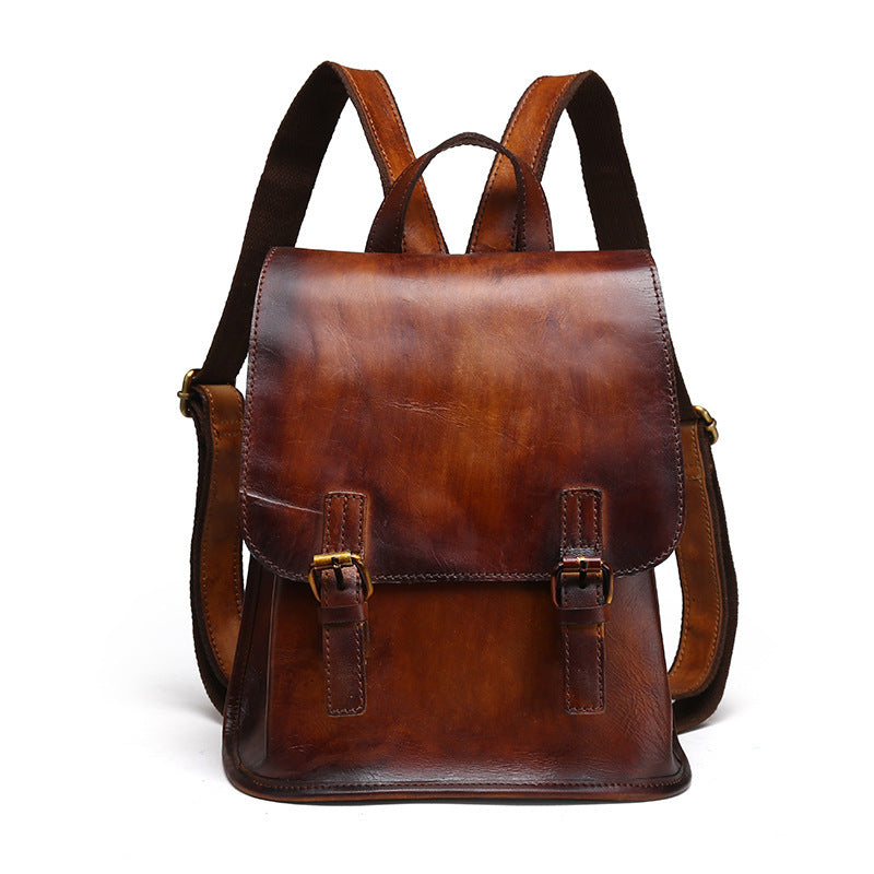 Cowhide leather hand-painted backpack