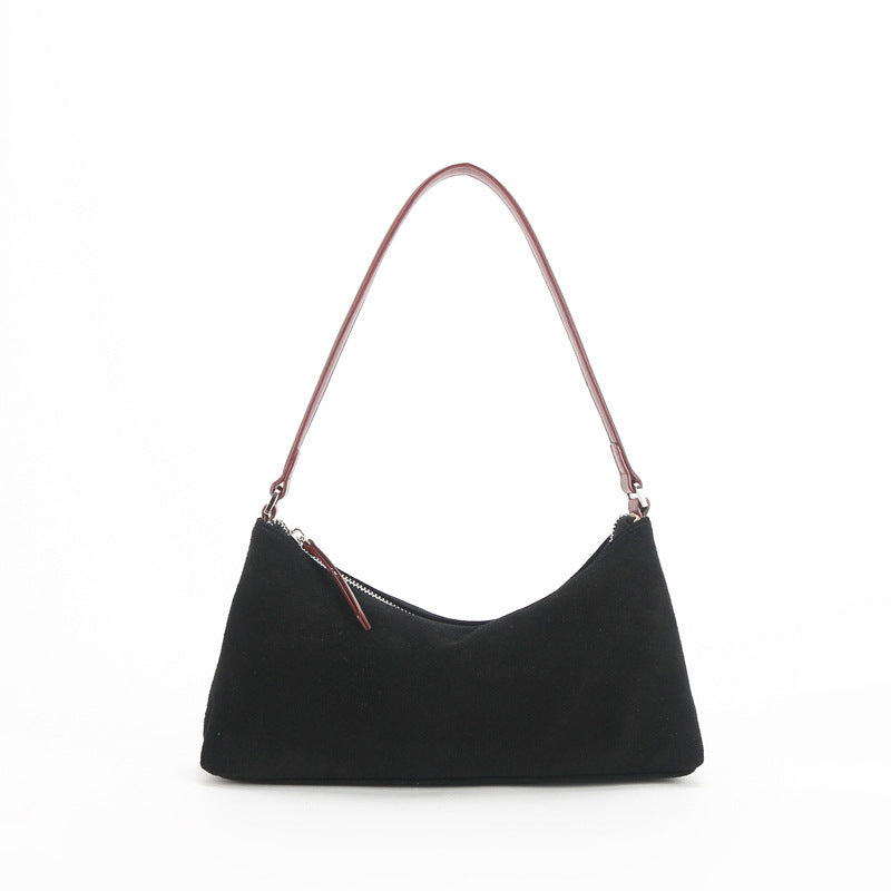 Suede Baguette Genuine Leather Shoulder Bag