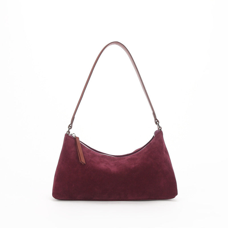 Suede Baguette Genuine Leather Shoulder Bag