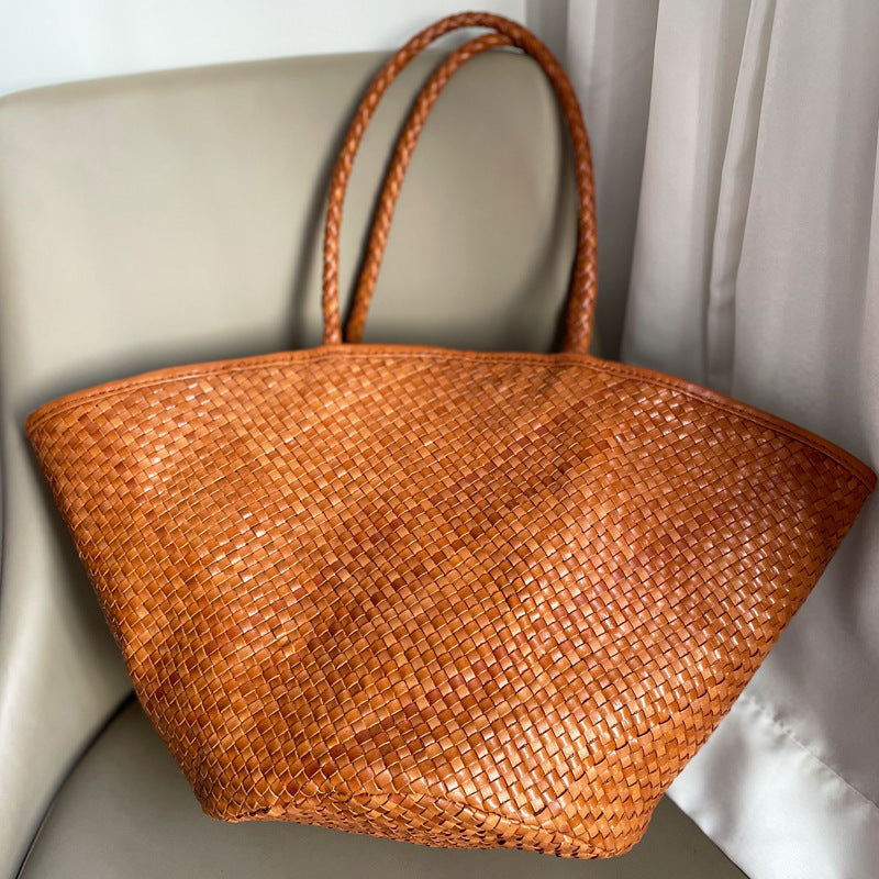 First Layer Cowhide Pure Hand Woven Bag