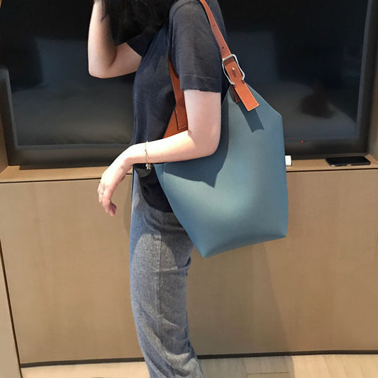 Genuine Leather Bucket Bag