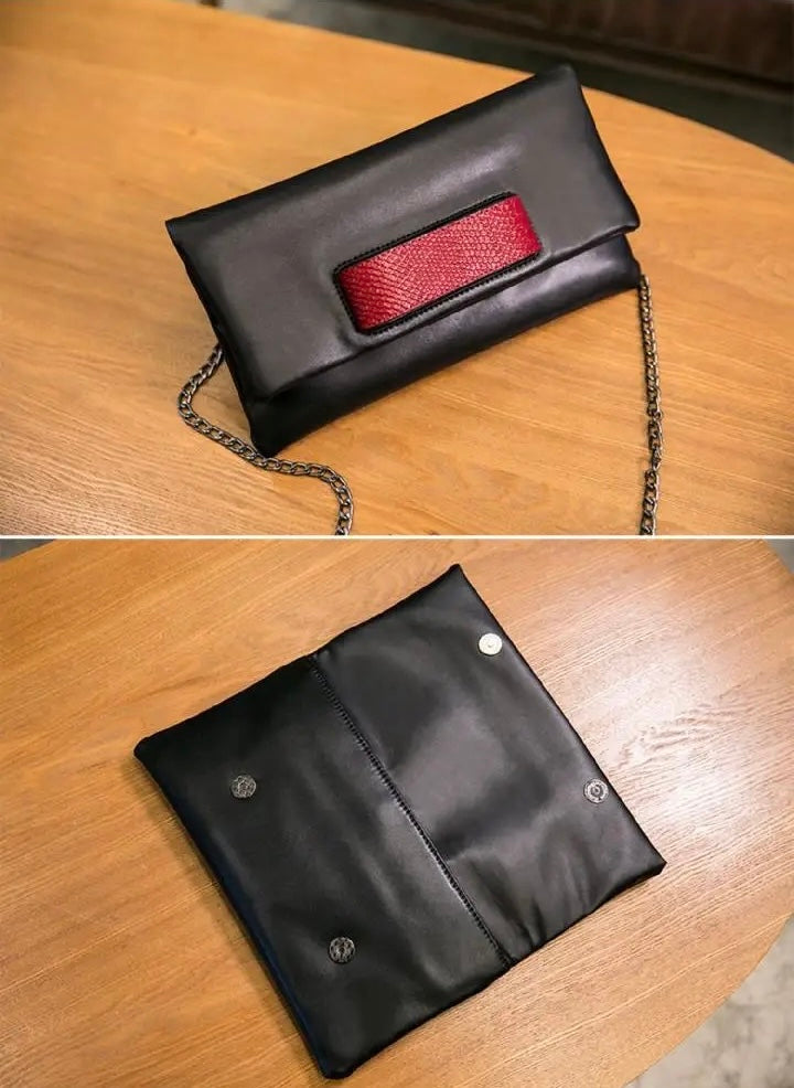 Real Leather Clutch Bag, Crossbody Leather Bag, Black Clutch Bag