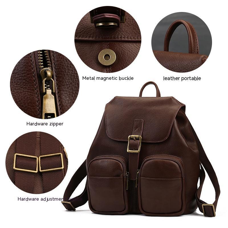 Genuine Leather Retro Large Capacity Women's Backpack