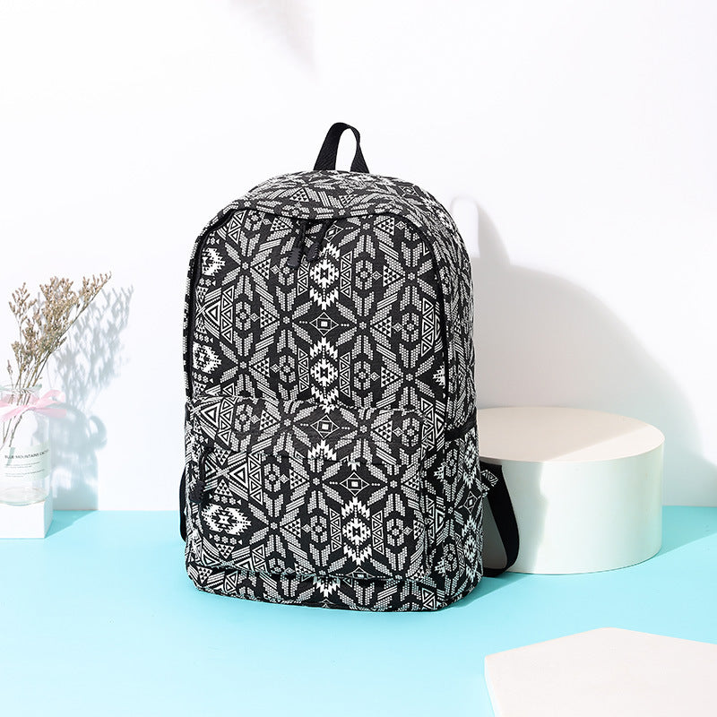 Printed canvas backpack