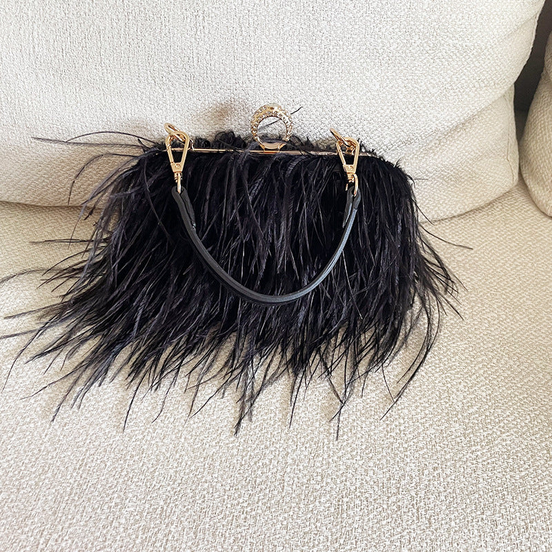 Ostrich Feather Bag, Evening Clutch Crossbody Bag