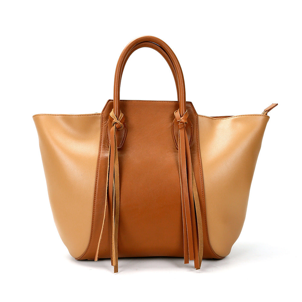 Genuine Leather Tassel Tote Bag For Women