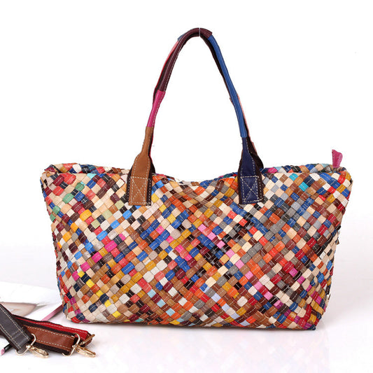 Hand-woven Genuine Leather Stripe Crossbody bag