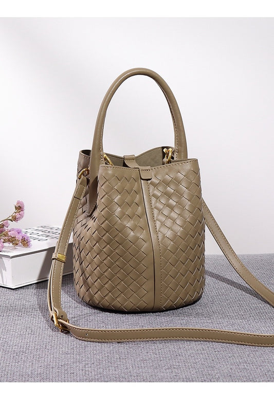 Genuine Leather bag, Hand woven  Bag, Vintage Style Leather bag, gift for her, Bucket Bag Women