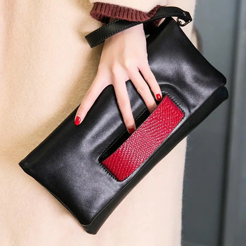 Real Leather Clutch Bag, Crossbody Leather Bag, Black Clutch Bag