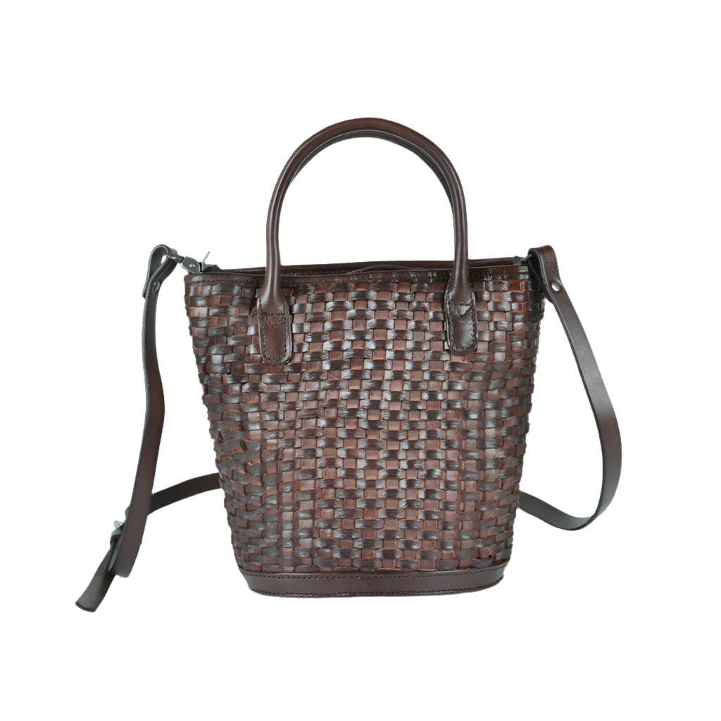 Woven Bucket Shoulder Messenger Bag