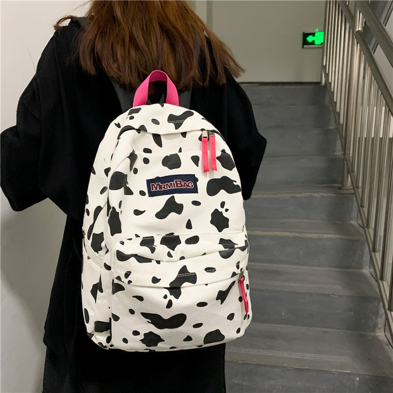 Fashion Cow Pattern Canvas Backpack