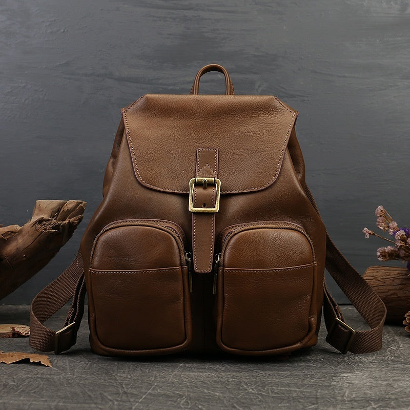 Genuine Leather Retro Large Capacity Women's Backpack