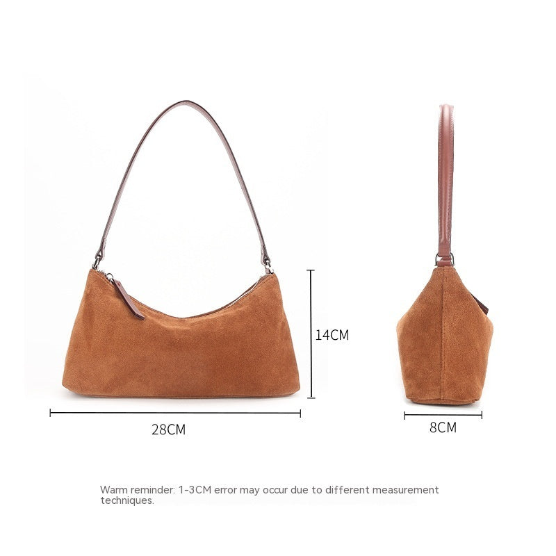 Suede Baguette Genuine Leather Shoulder Bag