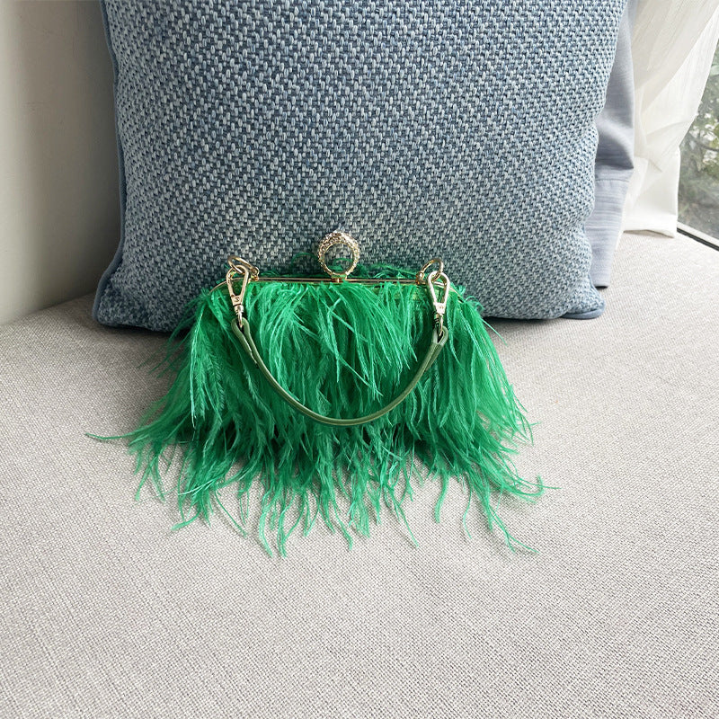 Ostrich Feather Bag, Evening Clutch Crossbody Bag