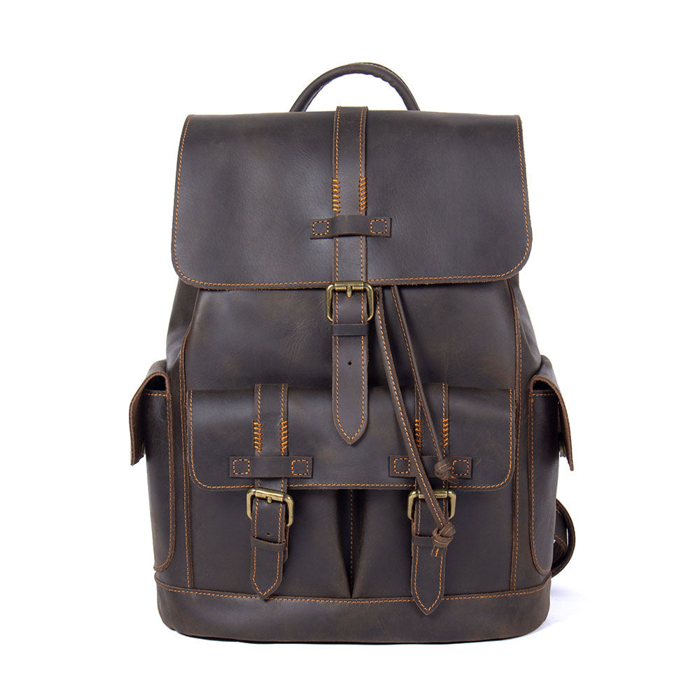 Large-capacity Leather School Backpack Travel Bag