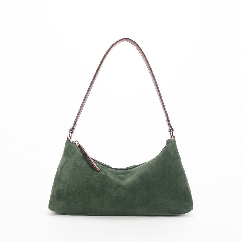 Suede Baguette Genuine Leather Shoulder Bag