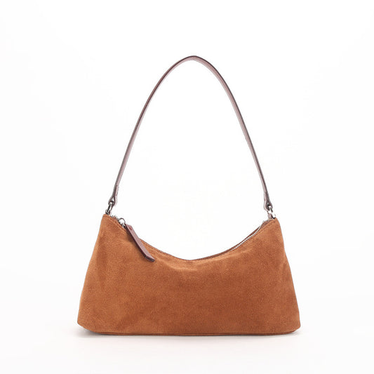 Suede Baguette Genuine Leather Shoulder Bag