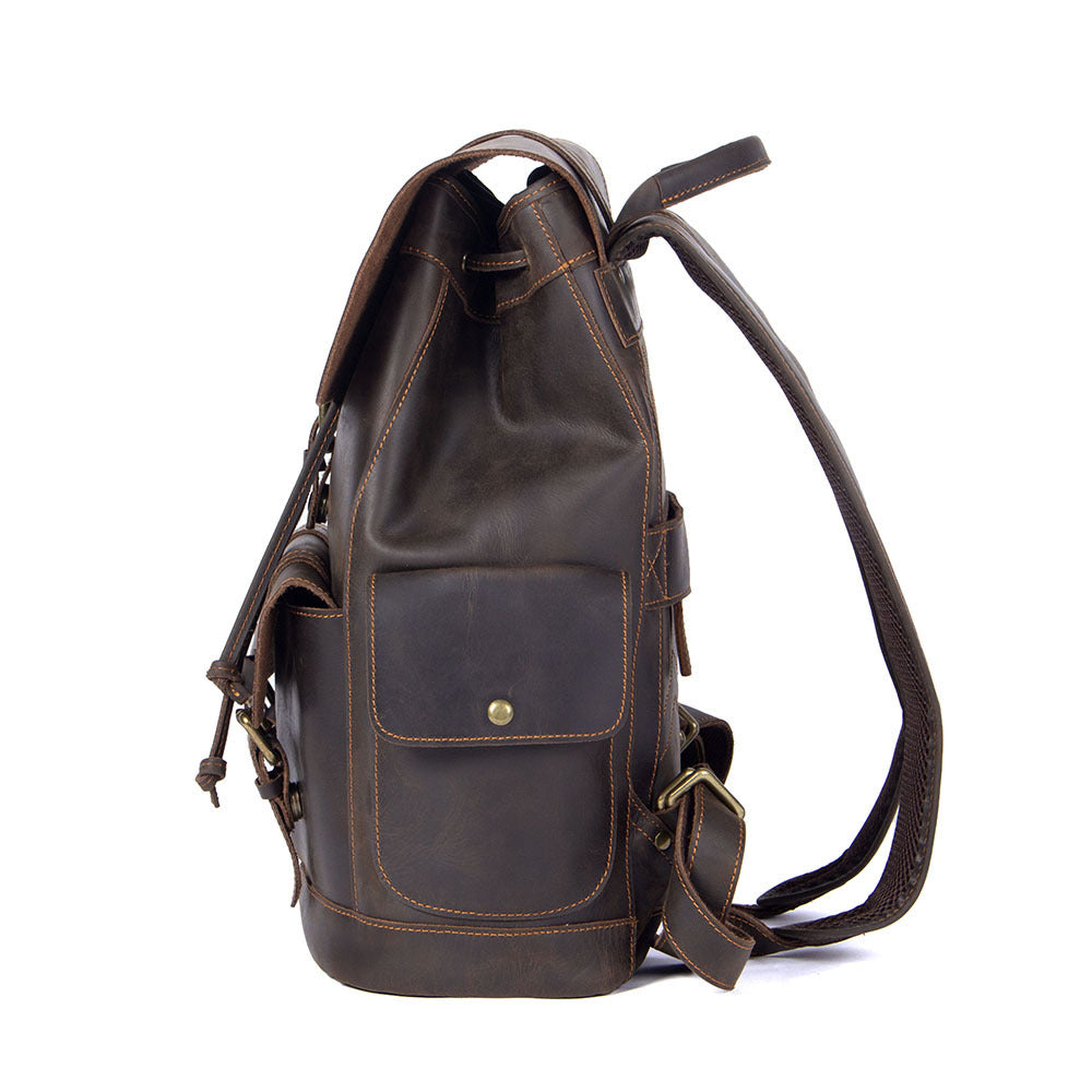 Large-capacity Leather School Backpack Travel Bag