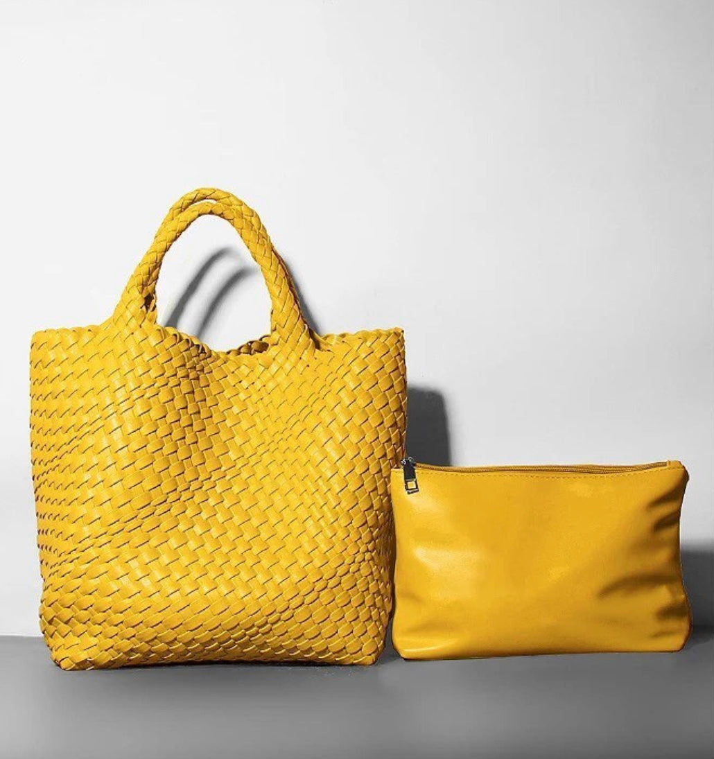 Woven Leather Bag, Top Handle Leather Bag