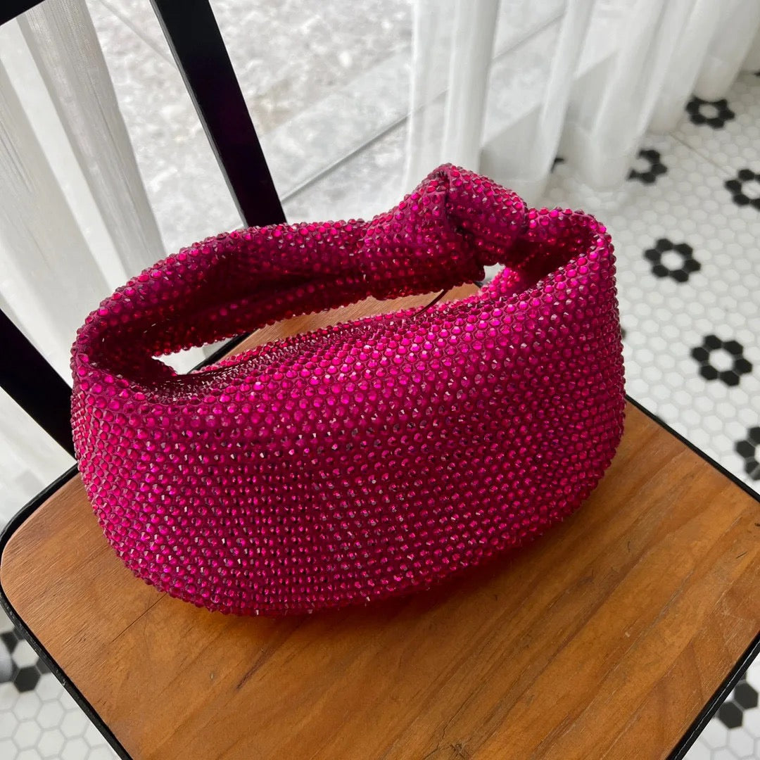 Knotted Diamanté Bag, Top Handle Bag