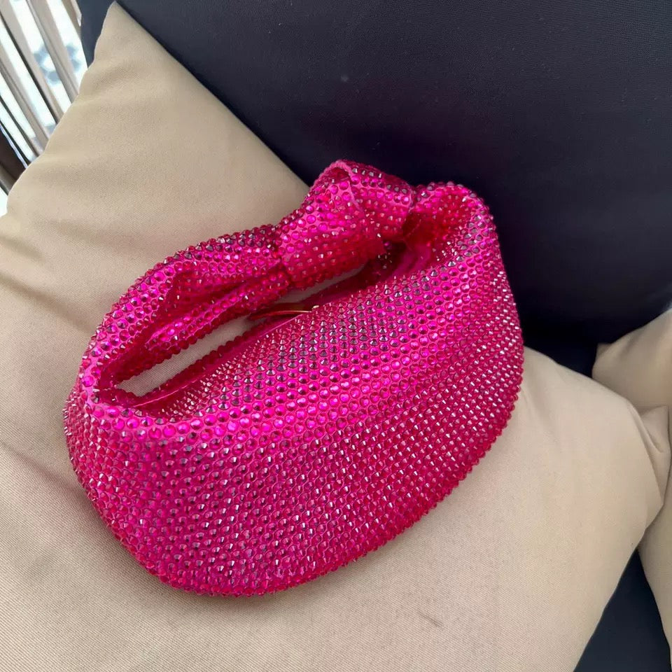 Knotted Diamanté Bag, Top Handle Bag