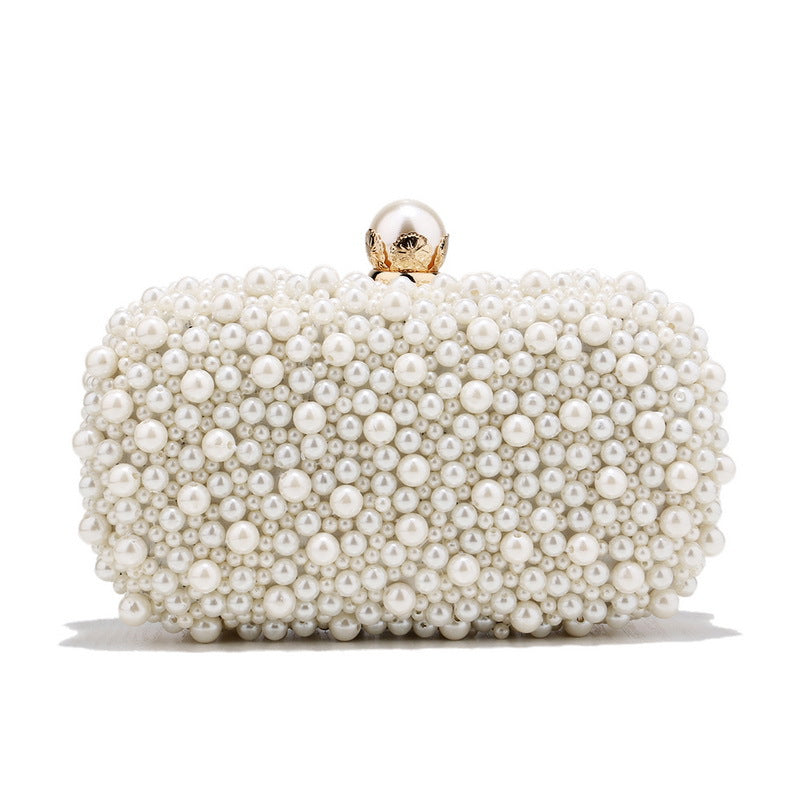 Cross-border 2022 new pearl dinner bag women's European and American banquet hand bag high-grade pure handmade dress evening bag - HauteMadeStudio