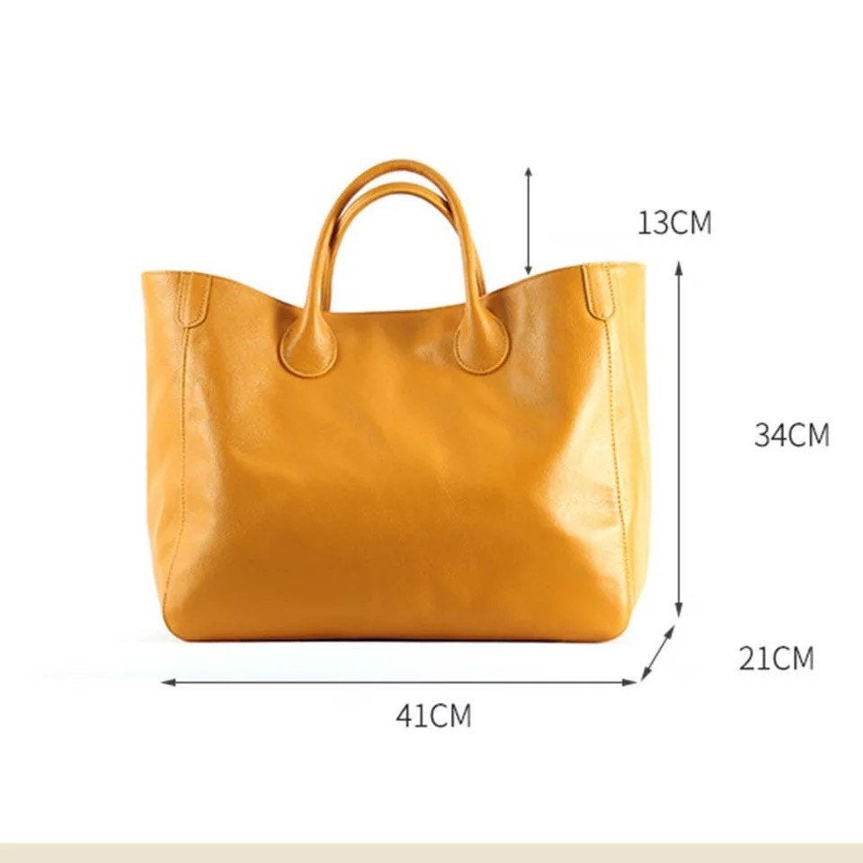 Oversized Tote Bag, Real Leather Bag - HauteMadeStudio