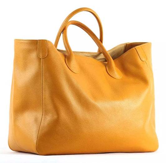 Oversized Tote Bag, Real Leather Bag - HauteMadeStudio